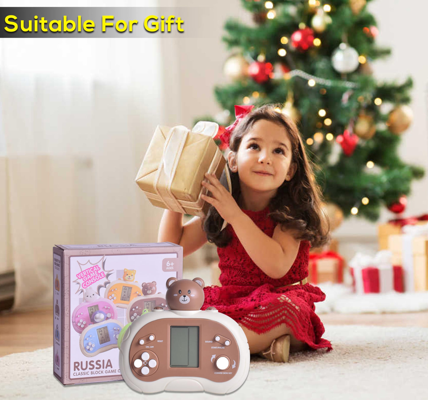 Upgraded Handheld Game Console for Kids - Newest Classic Retro Block Game Console Toy with LCD Screen - Portable Video Game Console Toys - Birthday, for Boys Girls (Spaceman)