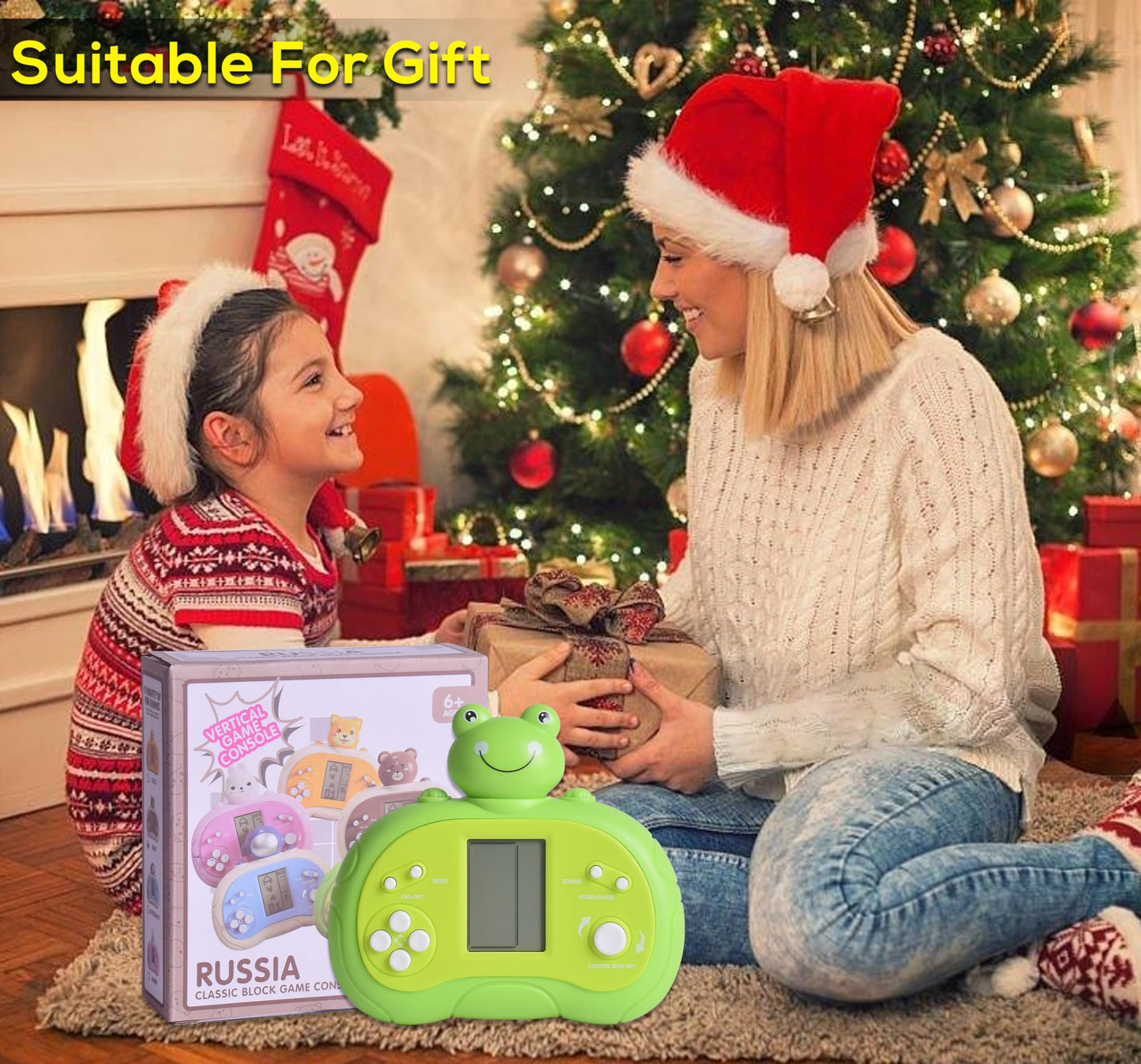 Upgraded Handheld Game Console for Kids - Newest Classic Retro Block Game Console Toy with LCD Screen - Portable Video Game Console Toys - Birthday, for Boys Girls (Spaceman)